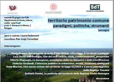 EVENTI CONVEGNI Locandina territorio patrimonio comune. Paradigmi politiche strumenti Bo 2015 small 01